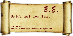 Balázsi Evariszt névjegykártya